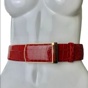 ❤️SOLD❤️ Oscar De La Renta Red Alligator Belt